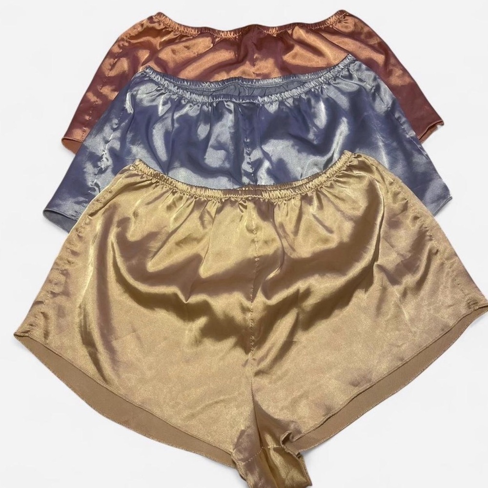 Satin Women's Pajama Shorts - Gold, Blue, Copper